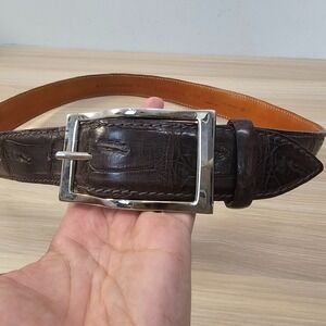Genuine Crocodile  Leather Belt 90 36 M Chocolate Croco Italian CLAUDIO‎ ORCIANI